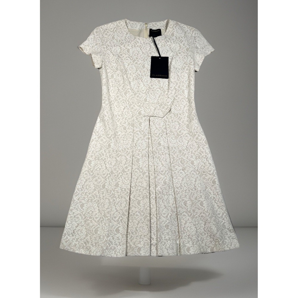 Class by Roberto Cavalli White Vestito Jersey Dress Size 8 Floral Lace Jacquard